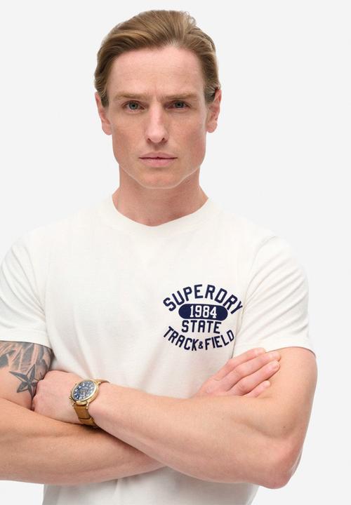 Superdry. - Track & filed graphic T-shirt - New Chalk White