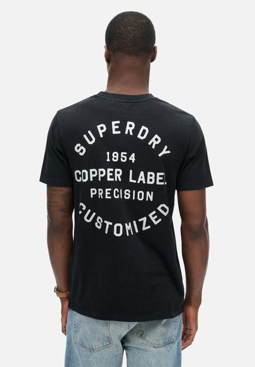 Superdry. - Copper label chest graphic tee - Jet Black