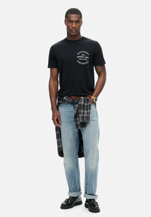 Superdry. - Copper label chest graphic tee - Jet Black