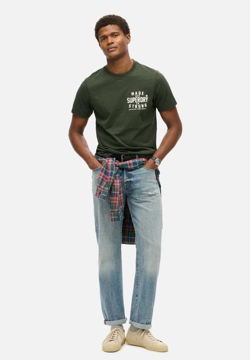 Superdry. - Machined Goods Workwear tee - Dark Olive Marl