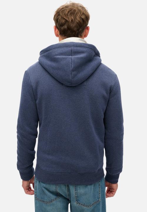 Superdry. - Essential logo zip hoodie - Heritage Navy Marl