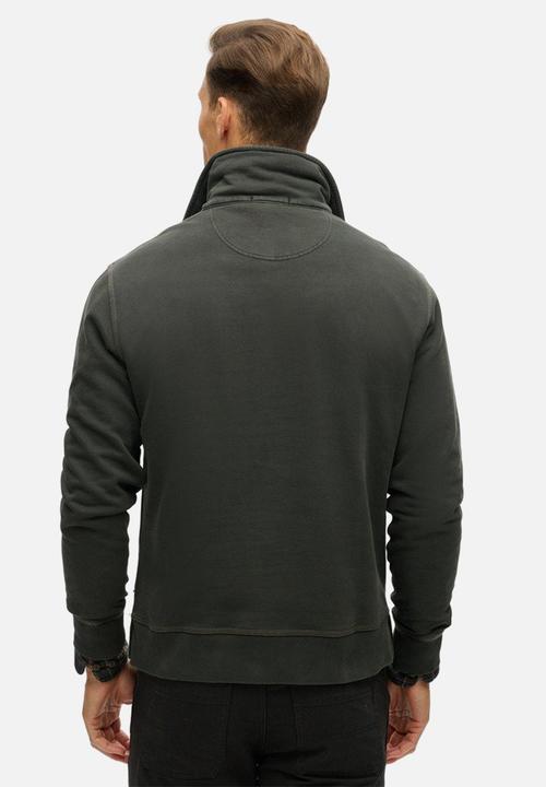 Superdry. - Contrast stitch half zip thru - Washed Black