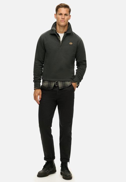 Superdry. - Contrast stitch half zip thru - Washed Black