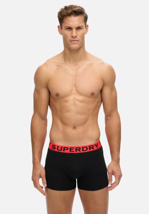 Superdry. - Boxer double pack - Black/Athletic Grey Feeder