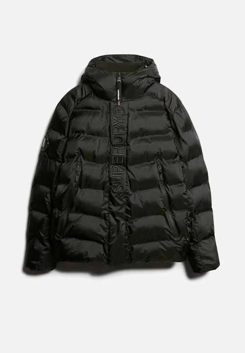 Superdry. - Hooded city graphic puffer jacket - black