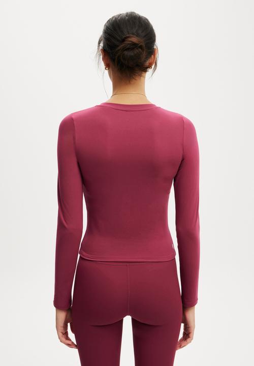 Cotton On - Ultra Soft Fitted Long Sleeve Top - Sangria