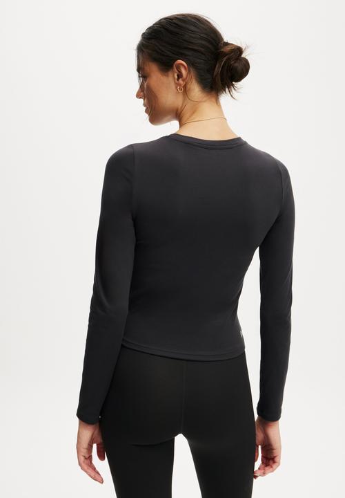 Cotton On - Ultra Soft Fitted Long Sleeve Top - Black