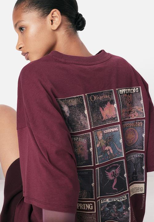 H&M - Oversized printed T-shirt - dark pink the offspring