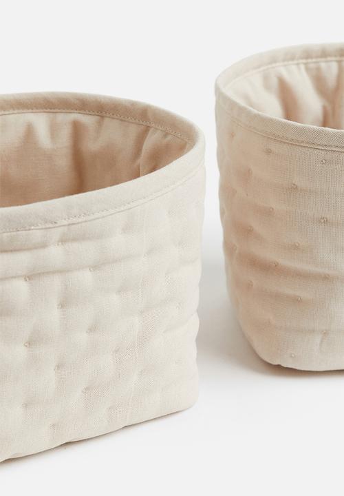 H&M - 2 Pack quilted storage baskets - light beige