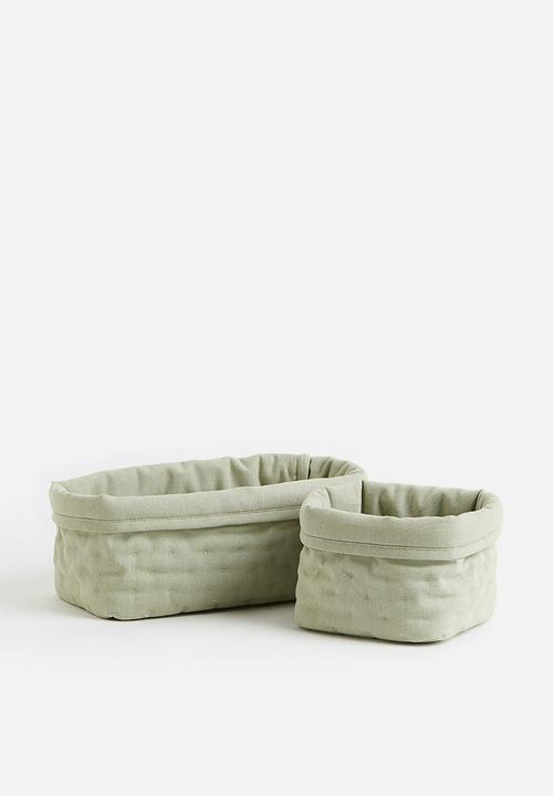 H&M - 2 Pack quilted storage baskets - sage green