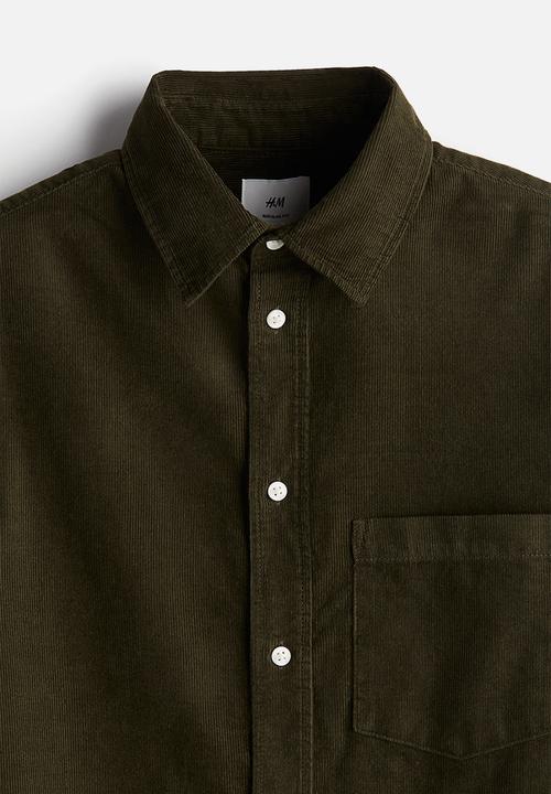 H&M - Regular fit corduroy shirt - green