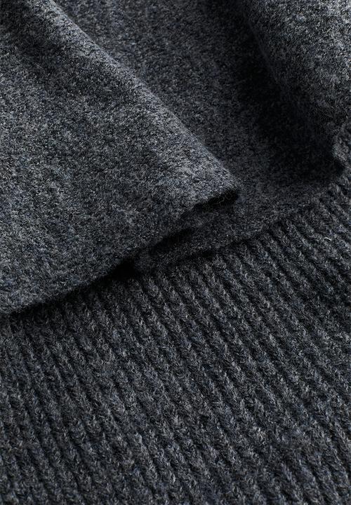 H&M - Flounced off-the-shoulder jumper - dark grey marl