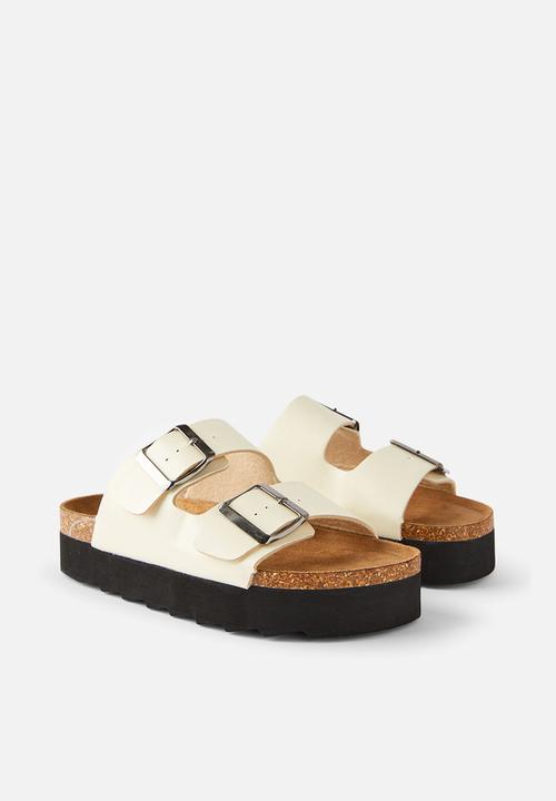 Cotton On - Rex flatform buckle slide - ecru smooth