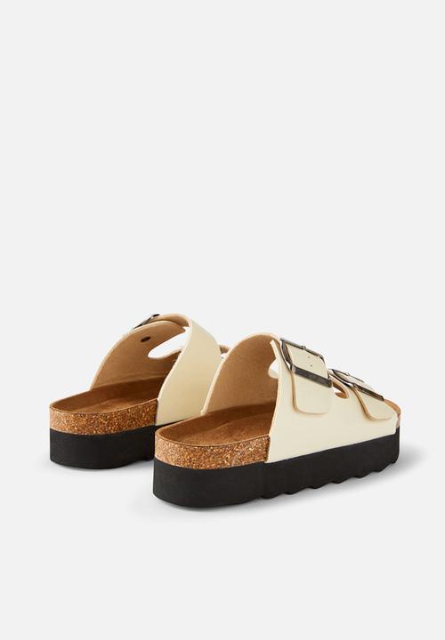 Cotton On - Rex flatform buckle slide - ecru smooth
