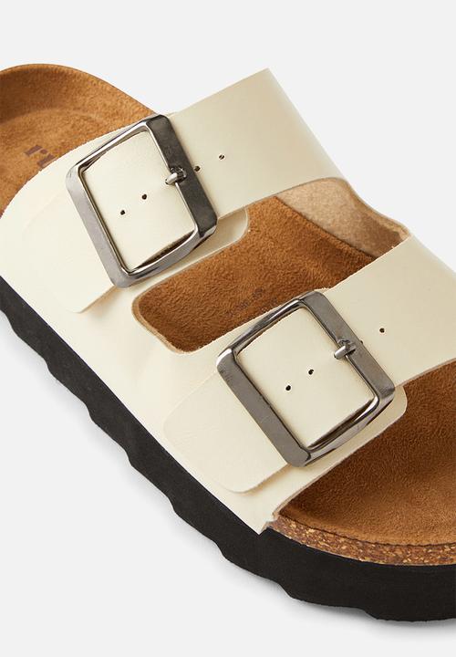 Cotton On - Rex flatform buckle slide - ecru smooth
