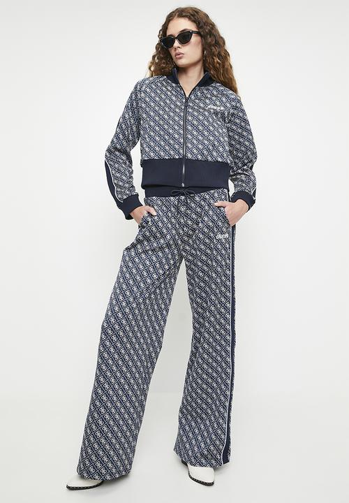 GUESS - Sarah 4g logo full zip sweatshirt - 4g rhombus ocean jacquard