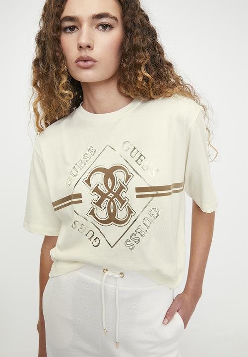 GUESS - krissy boxy tee - dove white