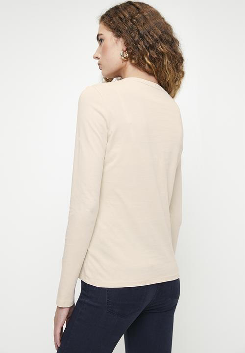 GUESS - Ls Rn Icon Tee - Pearl Oyster