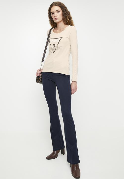 GUESS - Ls Rn Icon Tee - Pearl Oyster