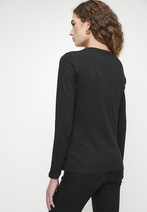 GUESS - Ls Rn Guess Studded Logo Tee - Jet Black A997