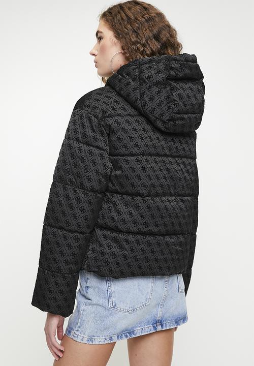GUESS - Daisy Puffer Logo Flock - Peony Logo Black
