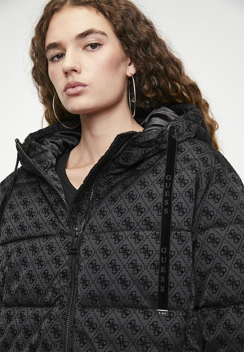 GUESS - Daisy Puffer Logo Flock - Peony Logo Black