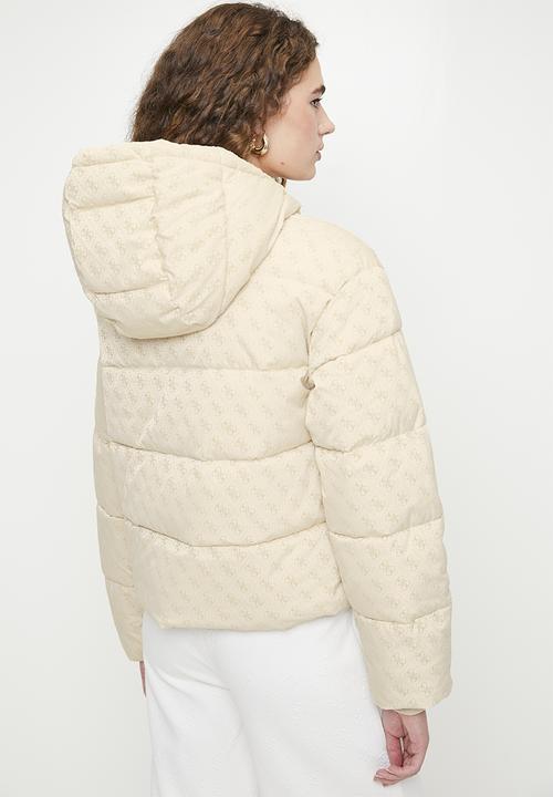 GUESS - Daisy Puffer Logo Flock - Peony Logo Pearl