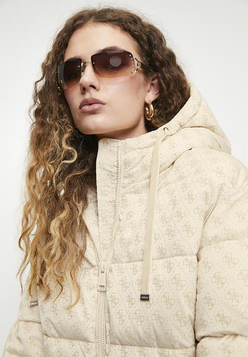 GUESS - Daisy Puffer Logo Flock - Peony Logo Pearl