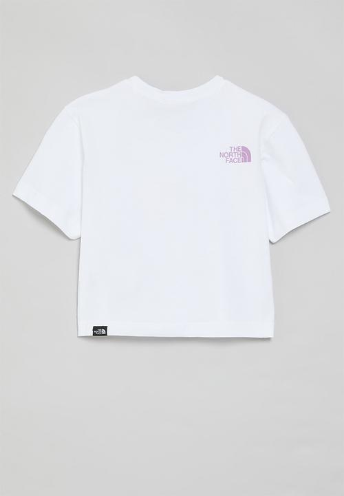 The North Face - G S/S Crop Easy Tee- White-Cyber Pink