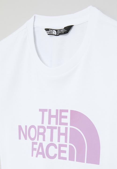 The North Face - G S/S Crop Easy Tee- White-Cyber Pink