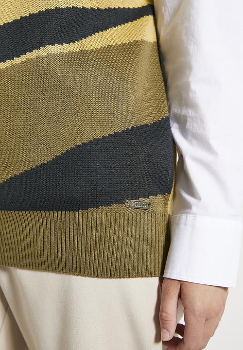 POLO - Wmn ruth sleeveless intarsia knit - olive