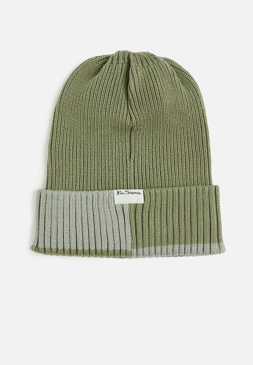 Ben Sherman - BS Col Block Beanie - Olive Night/Stone