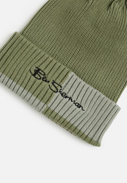 Ben Sherman - BS Col Block Beanie - Olive Night/Stone