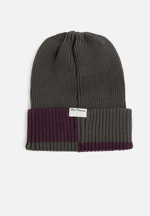 Ben Sherman - BS Col Block Beanie - Grey/Cherry Lacquer