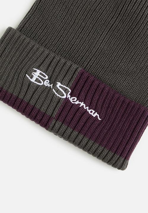 Ben Sherman - BS Col Block Beanie - Grey/Cherry Lacquer