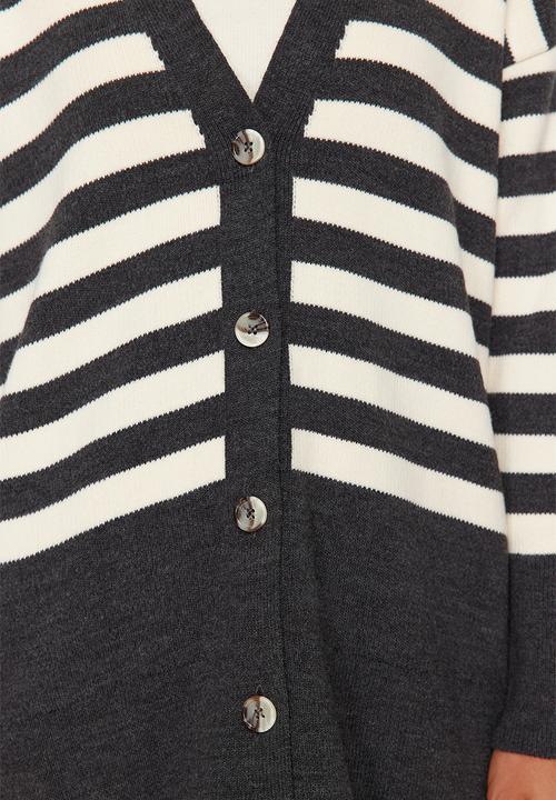 Trendyol - V-neck striped cardigan - anthracite 