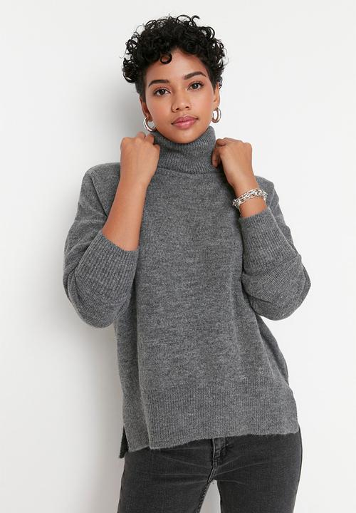 Trendyol - Soft textured turtleneck knitwear - anthracite 