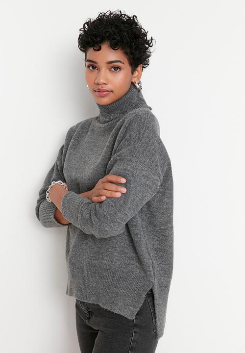 Trendyol - Soft textured turtleneck knitwear - anthracite 