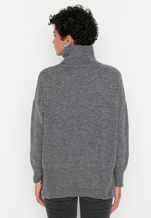 Trendyol - Soft textured turtleneck knitwear - anthracite 