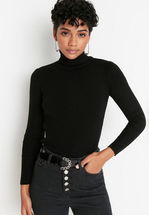 Trendyol - Basic turtleneck knit sweater - black 