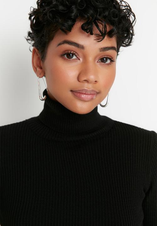 Trendyol - Basic turtleneck knit sweater - black 