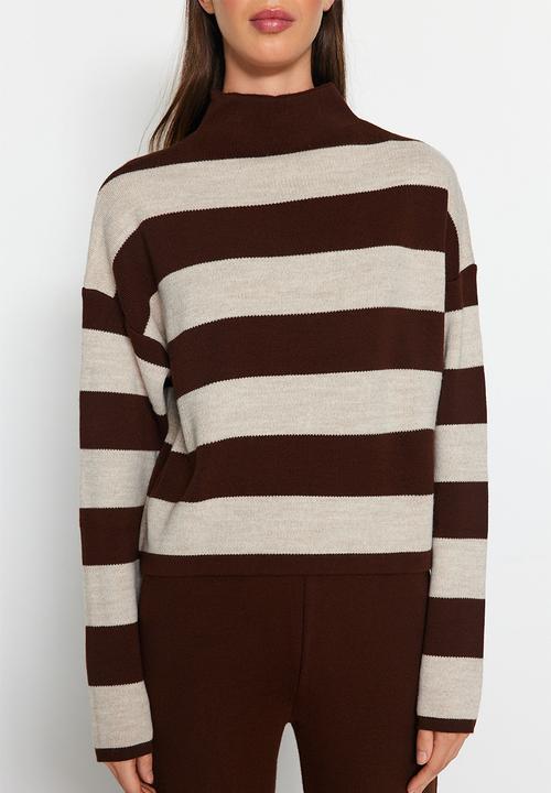 Trendyol - Wide pattern striped knitwear set - brown 