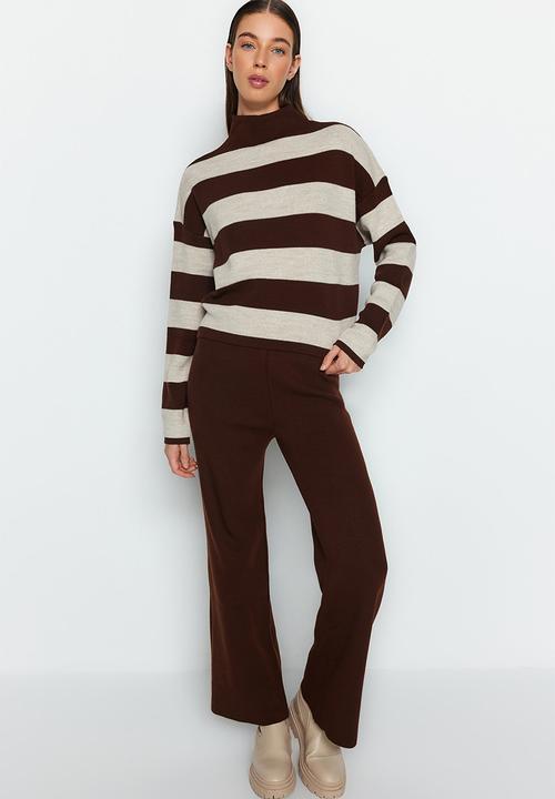 Trendyol - Wide pattern striped knitwear set - brown 