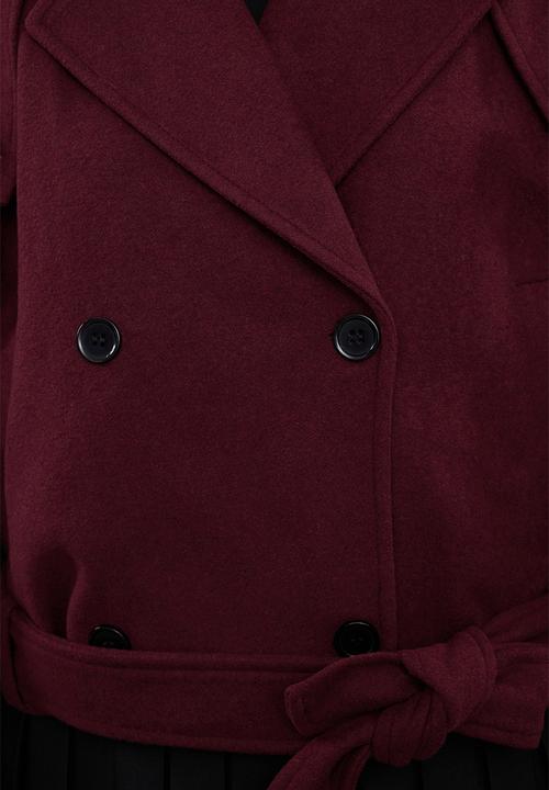 Trendyol - Soft textured seasonal short oversize cashmere coat - claret red 
