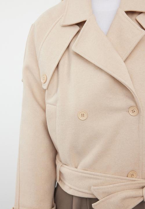 Trendyol - Soft textured seasonal short oversize cashmere coat - beige