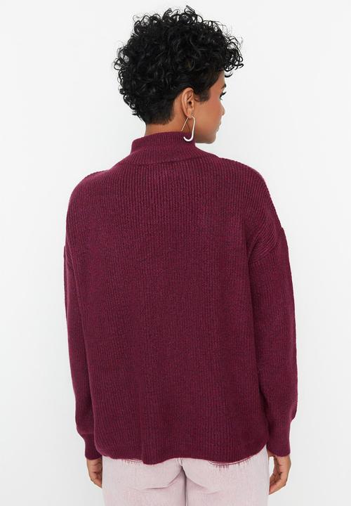 Trendyol - Soft textured zippered knitwear - light purple 