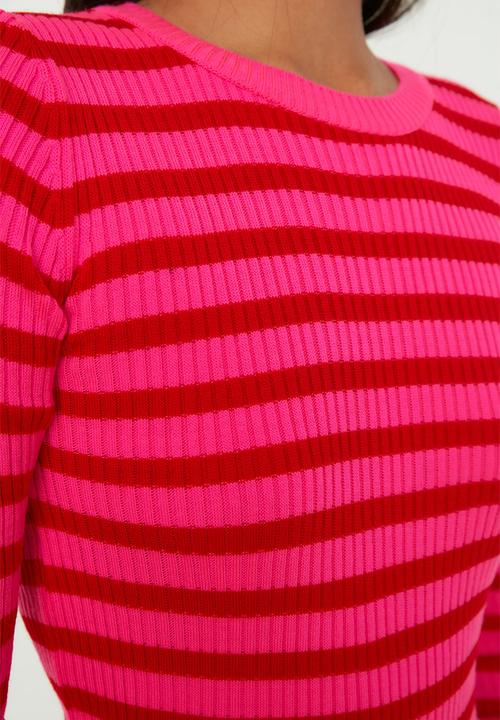Trendyol - Basic striped knitwear sweater - red 