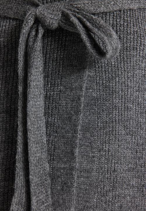 Trendyol - Belted long thessaloniki knitted sweater cardigan - anthracite 