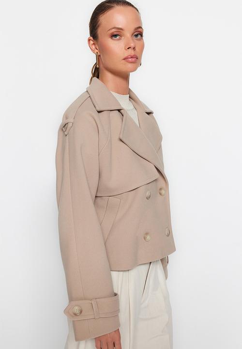 Trendyol - Oversize wide cut crop cashmere coat - mink 