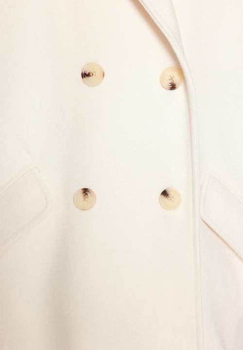 Trendyol - Oversized wide cut long stitched coat - ecru